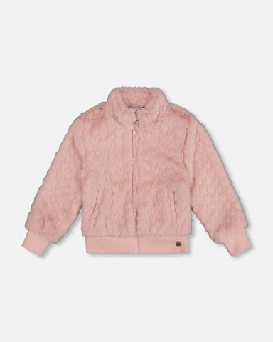 Dusty Pink Faux Fur Jacquard Jacket