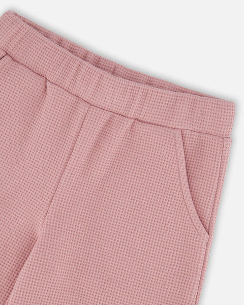 Dusty Pink Waffle Flare Pant