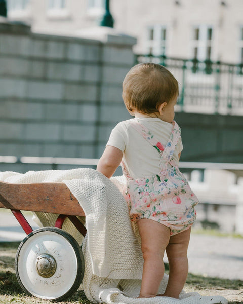 Pink Printed Berries Muslin Overall Set