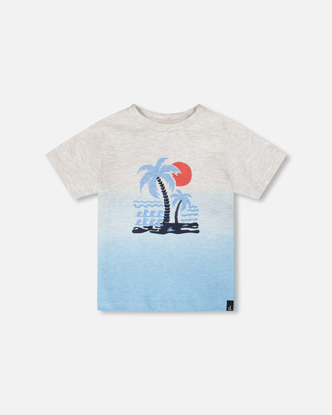 Grey Mix To Blue Gradient Organic Tee