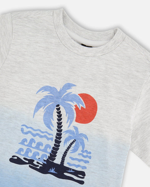 Grey Mix To Blue Gradient Organic Tee