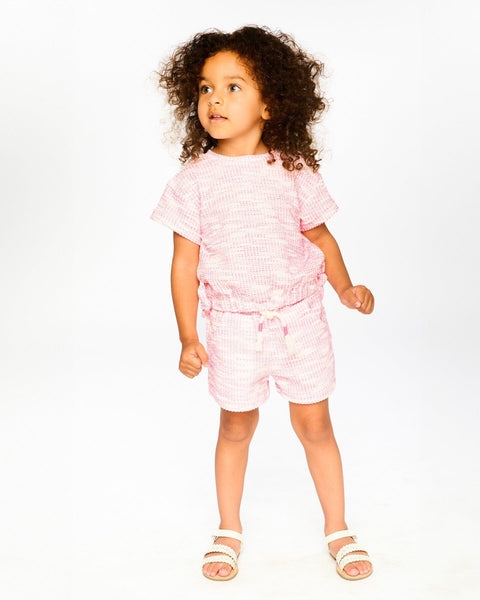 Pink/White Jacquard Short Set