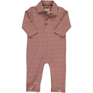 Red Double Stripe Kingston Polo Romper