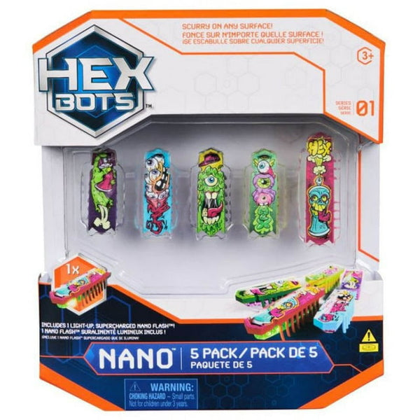 HEX BOTS 4 Nano Bots & Bonus Flash Nano Sensory Toys Series 01