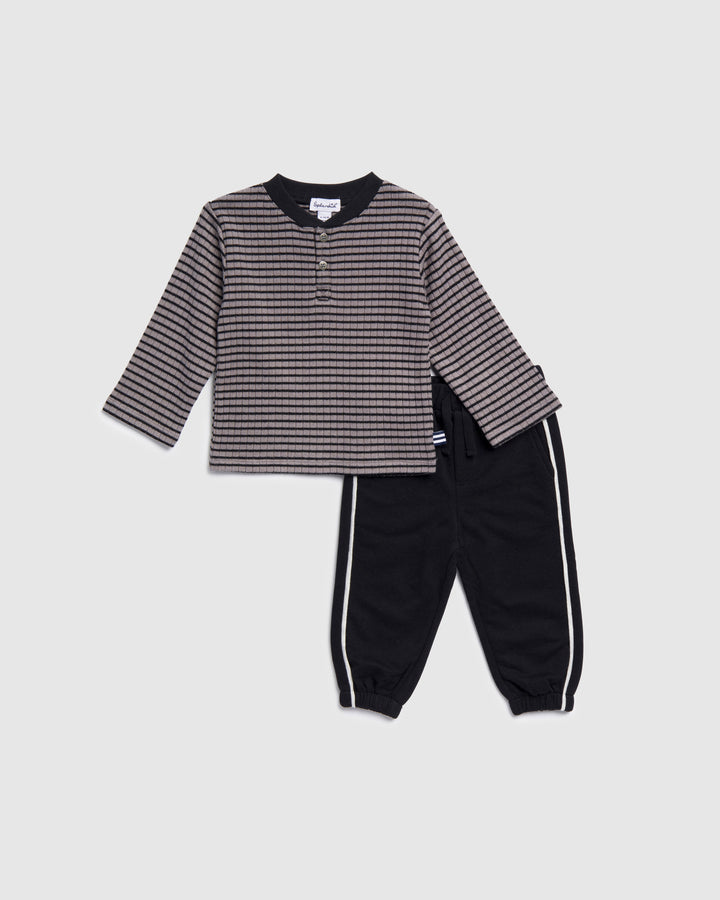 Charcoal Stripe Afternoon Stripe Set