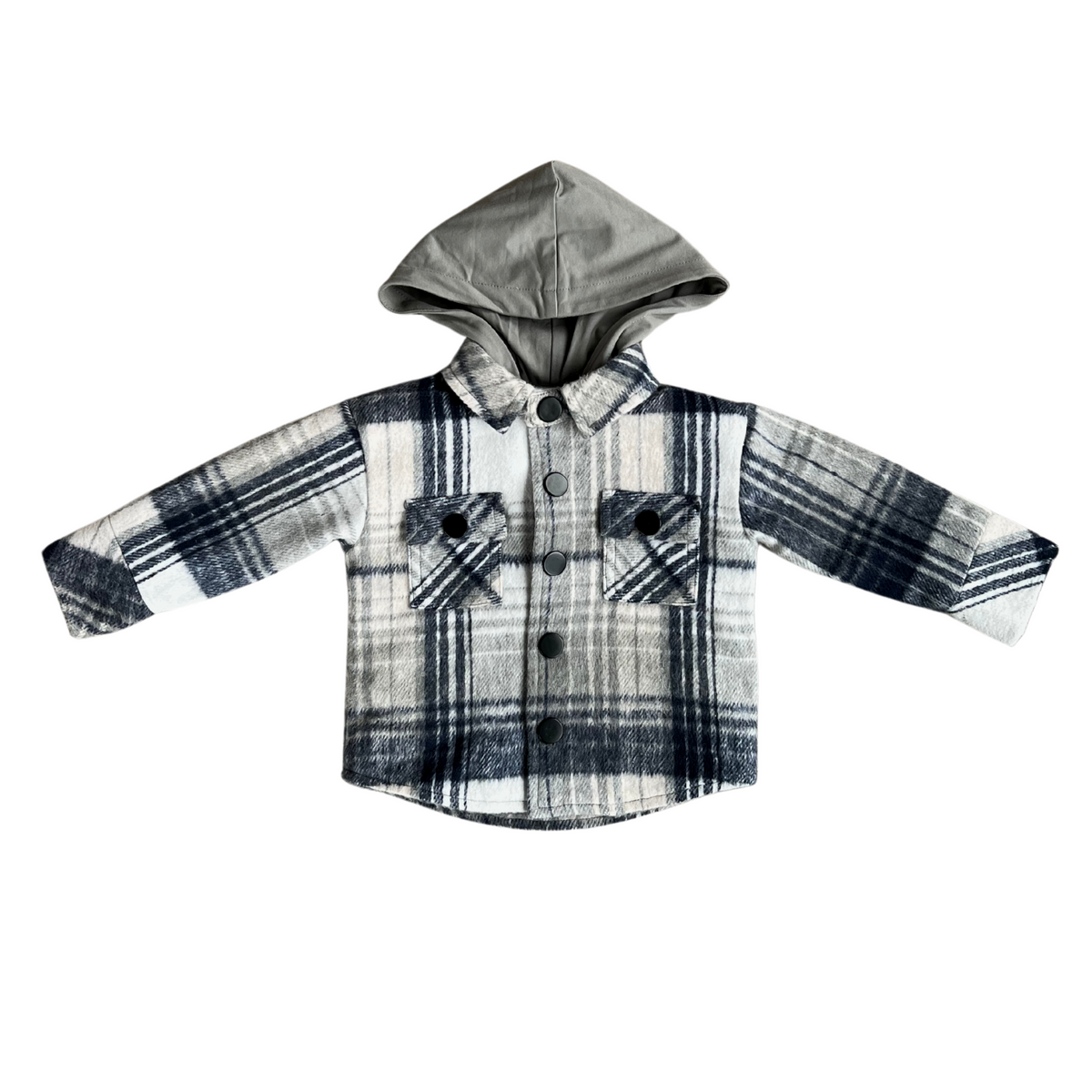 Hooded Jacket Blue Grey Plaid