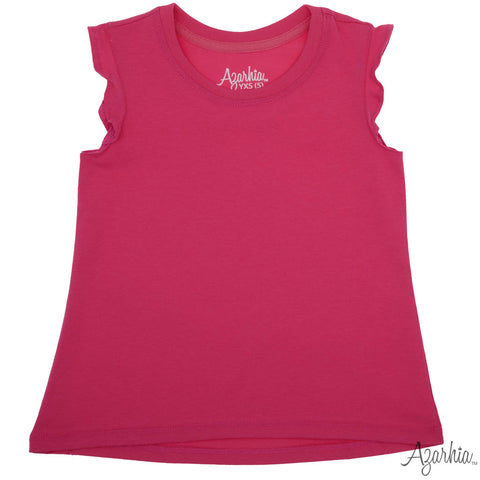 Ruffle Shirt in Solid Hot Pink