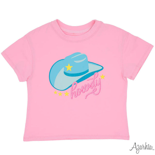 Pink Box Rodeo Glitter Howdy Hat Tee