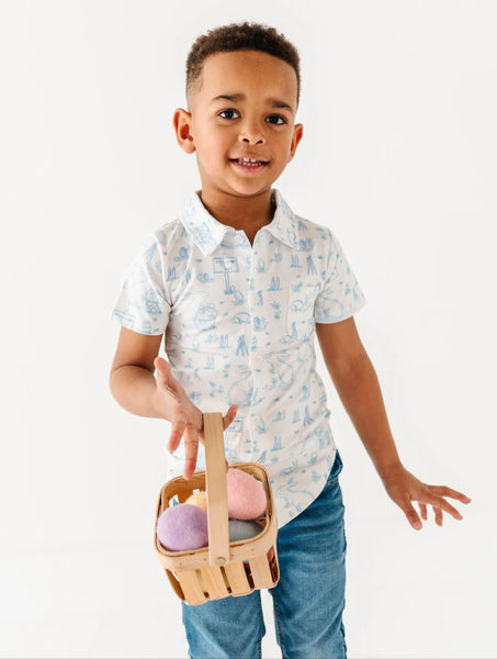 Blue Bunny Toile Polo Shirt