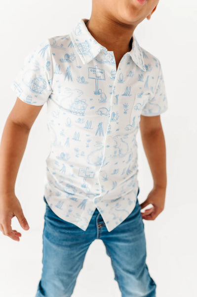 Blue Bunny Toile Polo Shirt