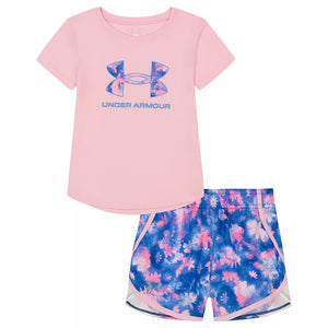 UA Pink Logo Shirt & Dye Shorts Set