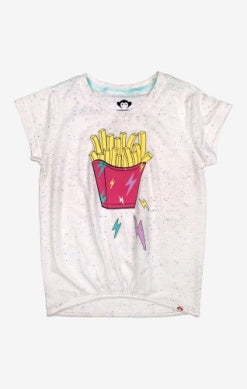 Fries Graphic Tee-Speckled White