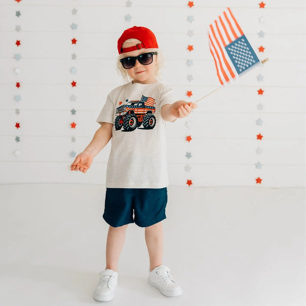 American Monster Truck Short Sleeve T-Shirt - Natural Heather