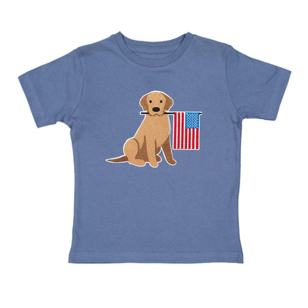 Patriotic Pup Patch Short Sleeve T-Shirt - Indigo