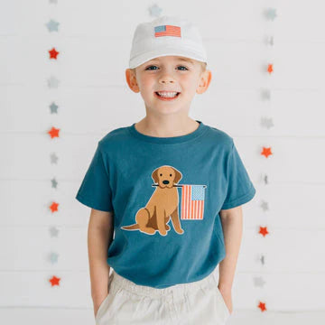 Patriotic Pup Patch Short Sleeve T-Shirt - Indigo