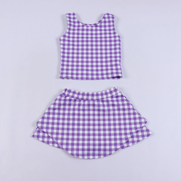 Purple Gingham Skort Set
