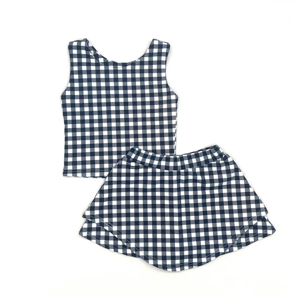 Navy Gingham Skort Set
