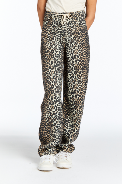 Leopard print slight barrel with drawstring