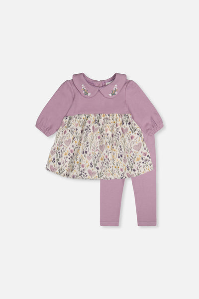 Lilac Hearts Dress and Legging Set