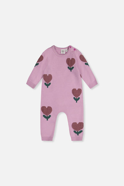 Lilac Knitted Intarsia Romper