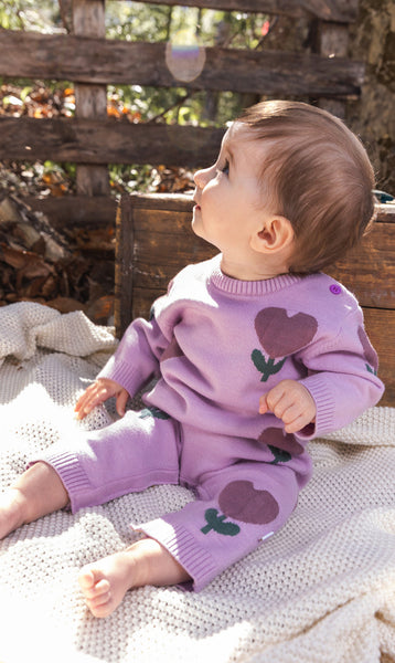 Lilac Knitted Intarsia Romper