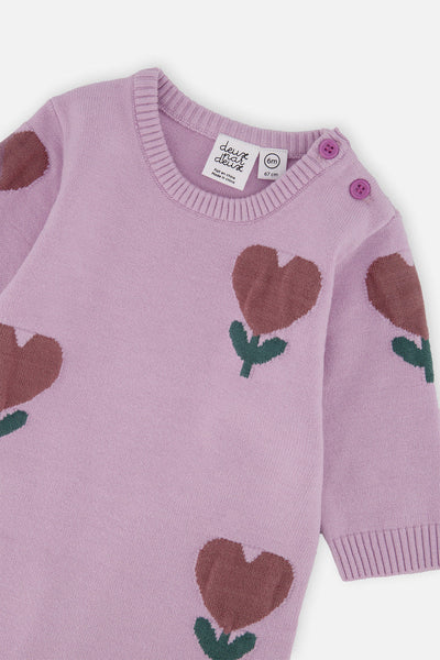 Lilac Knitted Intarsia Romper