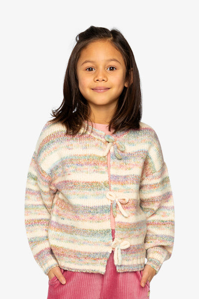 Beige Multi Color Knit Cardigan