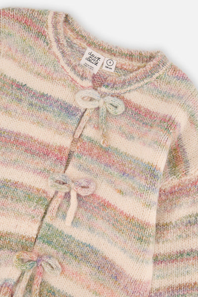 Beige Multi Color Knit Cardigan
