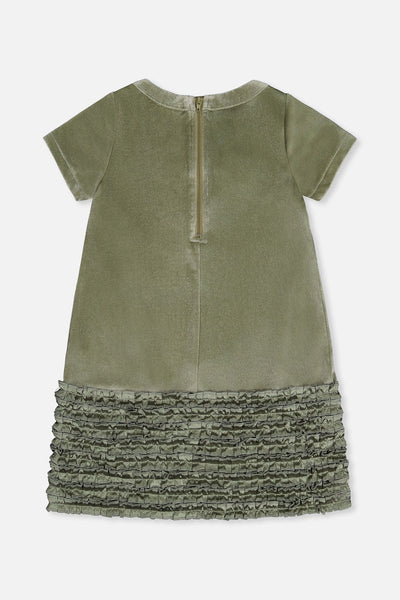 A Line Dress With Bow Greyish Green
