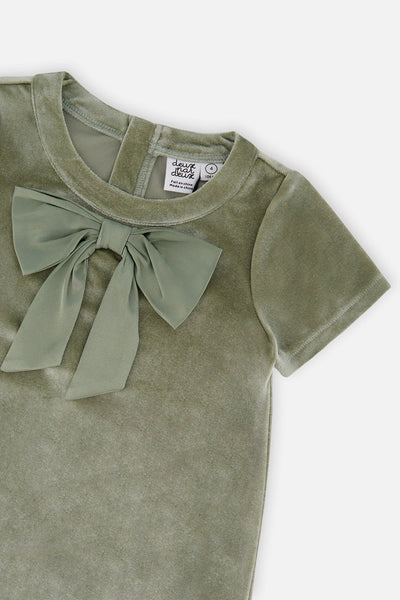 A Line Dress With Bow Greyish Green