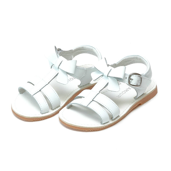 White Janie T-Strap Bow Sandal