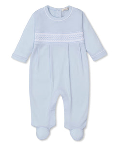 Blue Hand Smocked Footie