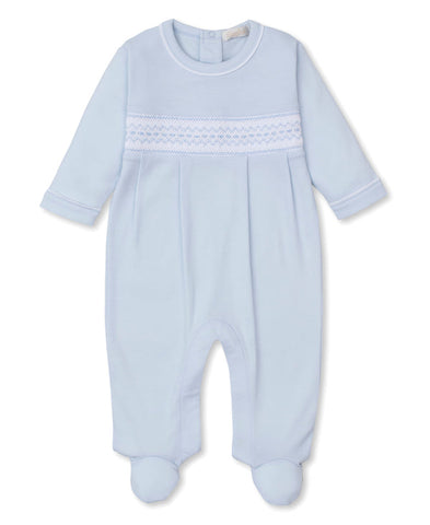 Blue Hand Smocked Footie