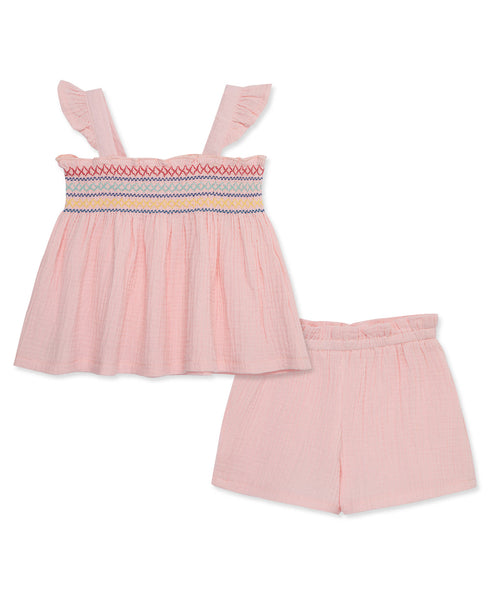 Pink Gauze Short Set