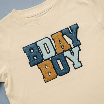 Birthday Boy Patch Short Sleeve T-Shirt-Natural