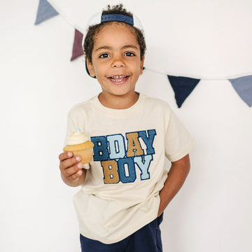Birthday Boy Patch Short Sleeve T-Shirt-Natural