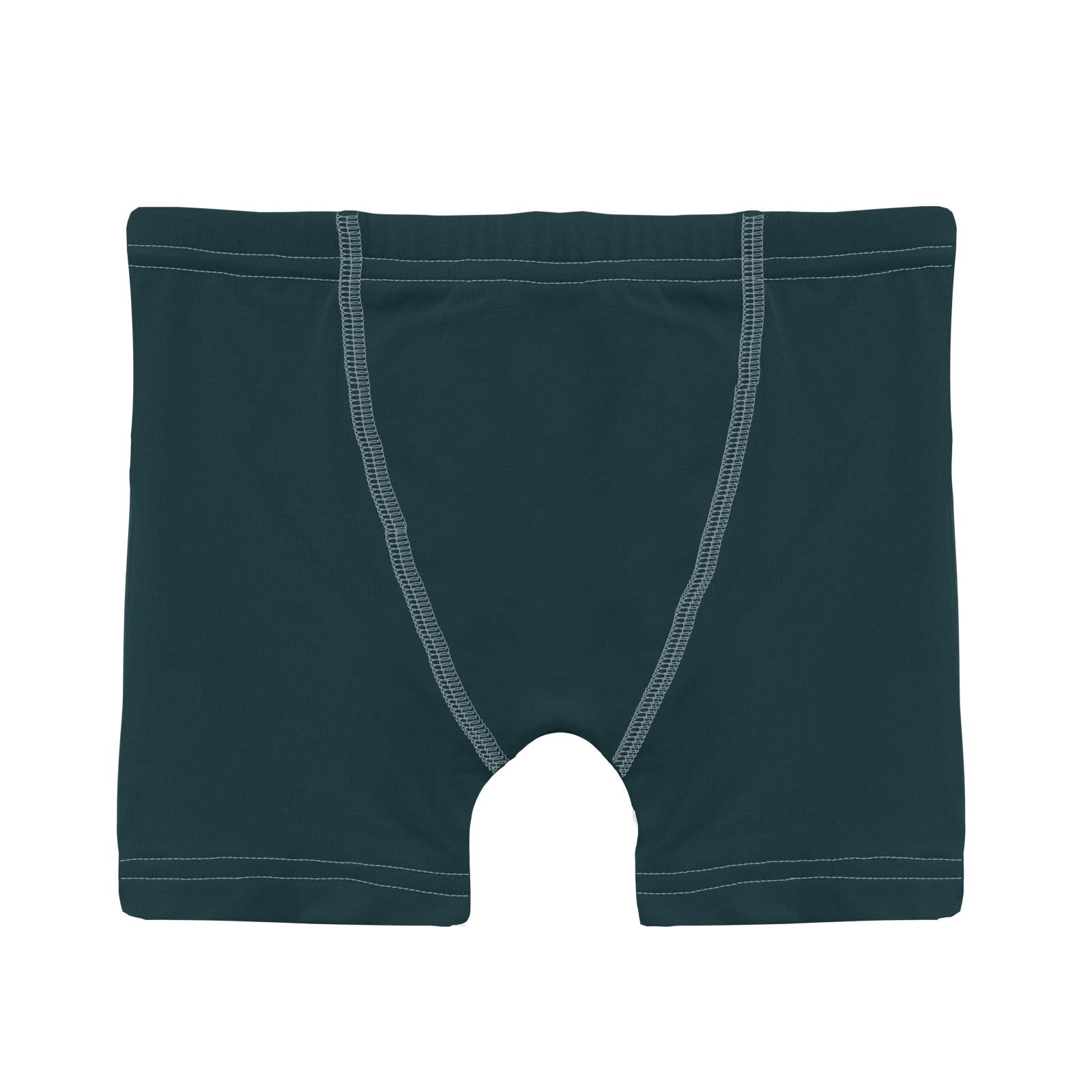 Boy's Boxer Brief in Pine with Pearl Blue
