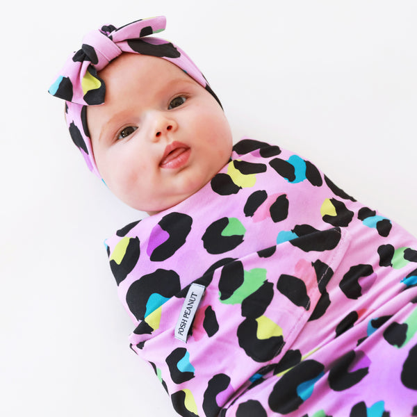 Electric Leopard Infant Swaddle & Headwrap Set