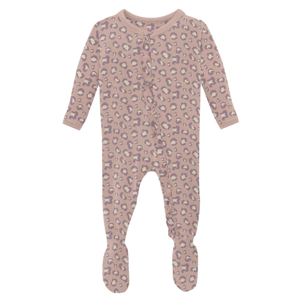 Baby Rose Cheetah 2 Way Zip Ruffle Footie