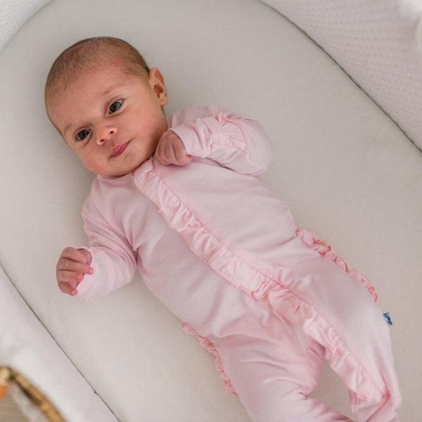 Shrinking Violet 2 Way Zip Ruffle Footie