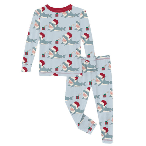 Illusion Blue Holiday Sharks Pajama Set