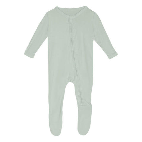 Footie with 2 Way Zipper - Aloe