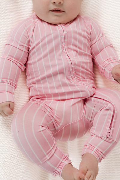 Orchard Pink Stripe Zipper Romper