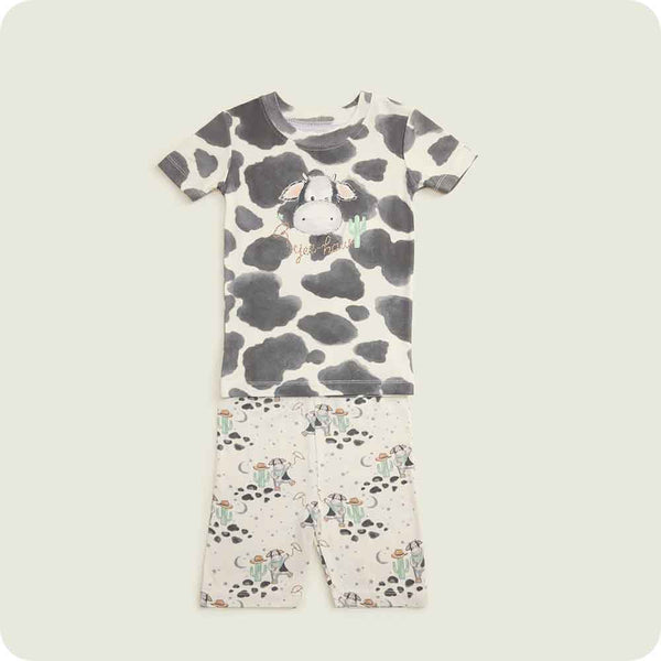 Warmies Black and White Cow Shorties Pajamas