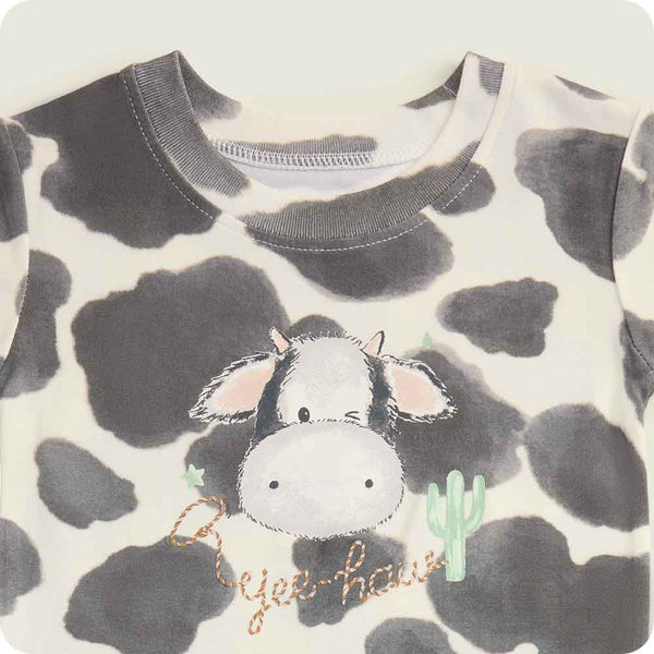 Warmies Black and White Cow Shorties Pajamas
