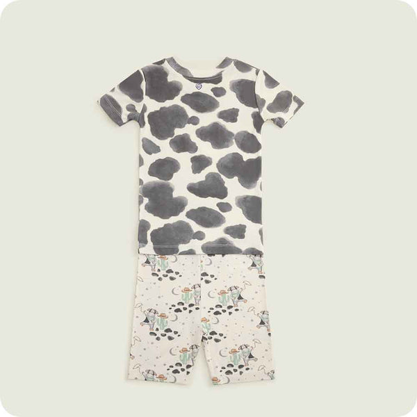 Warmies Black and White Cow Shorties Pajamas