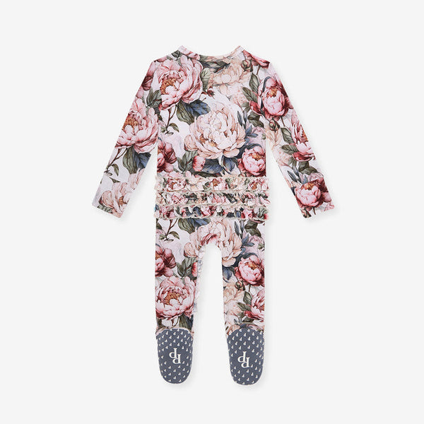 Footie Ruffled Zippered One Piece - Aster