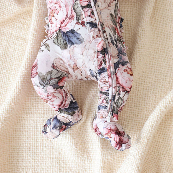 Footie Ruffled Zippered One Piece - Aster