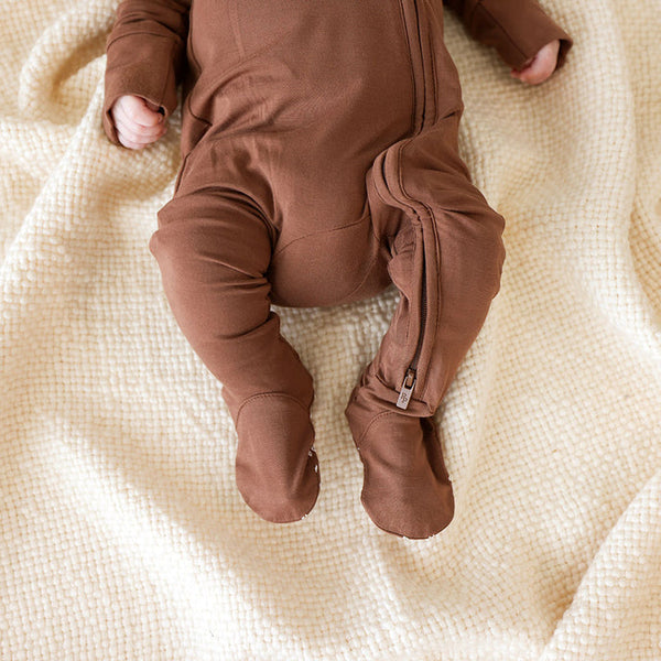 Hazelnut Footie Zippered One Piece