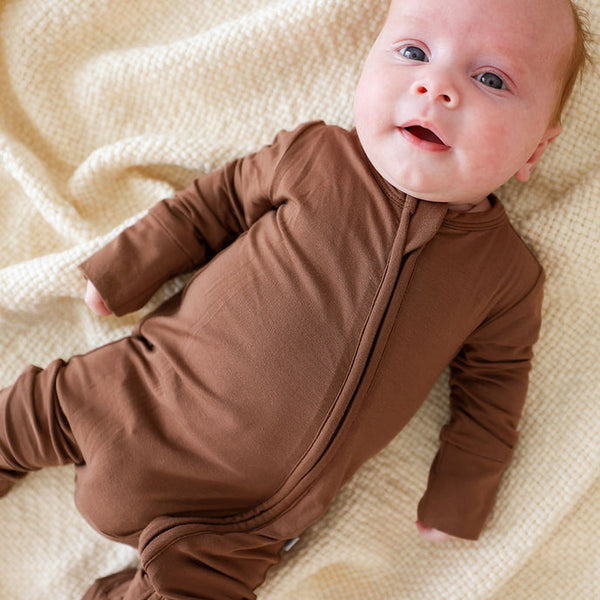 Hazelnut Footie Zippered One Piece